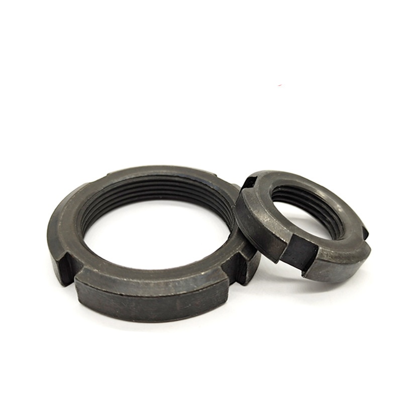 Dubbel beveiligde ronde moer met gleufvergrendeling