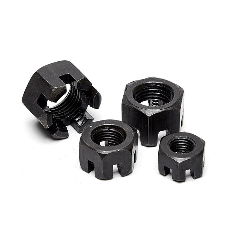 Zeshoekige kroonmoer met gleuf