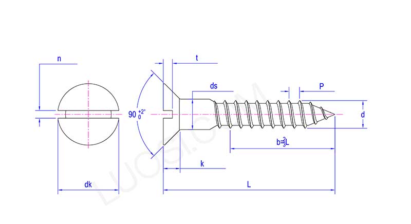 Raised Countersunk Head Slot Brass Wood Screw